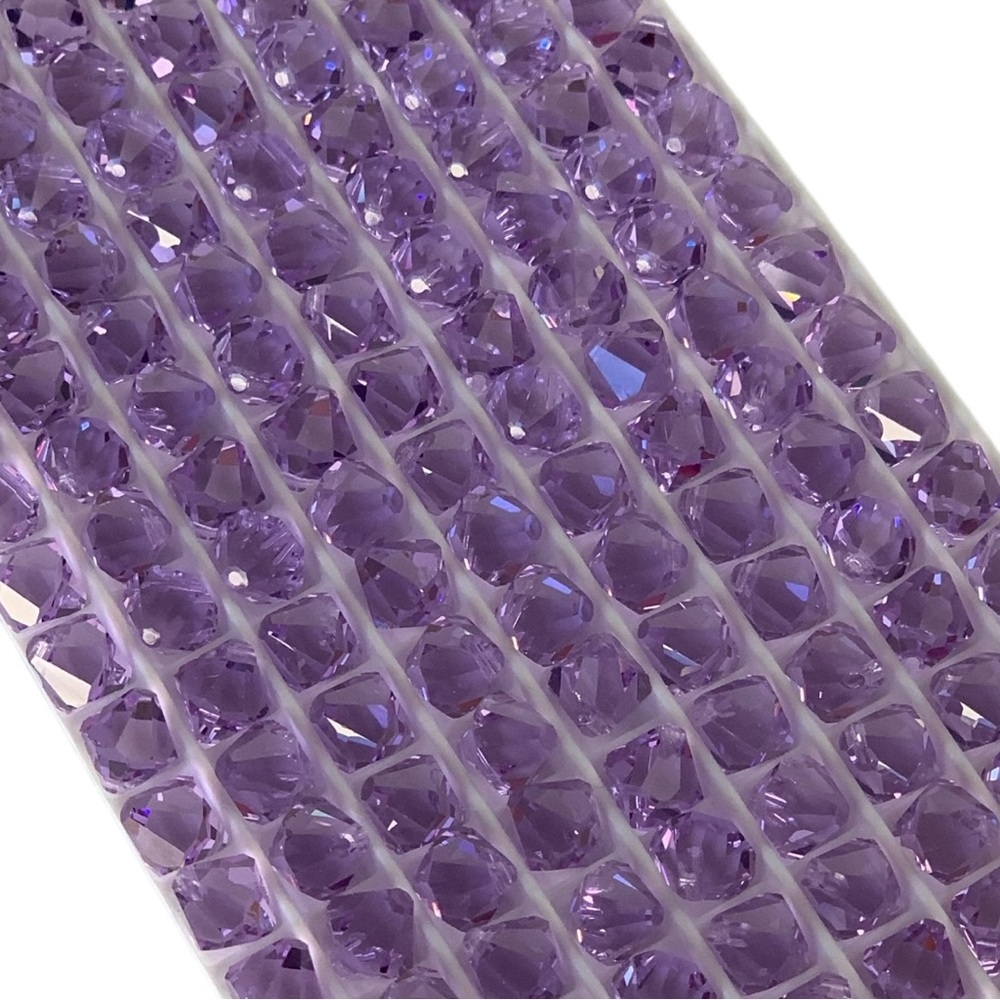 Swarovski Lot/24 8mm Violet Bicone Faceted Loose Crystals - Made in Aust…